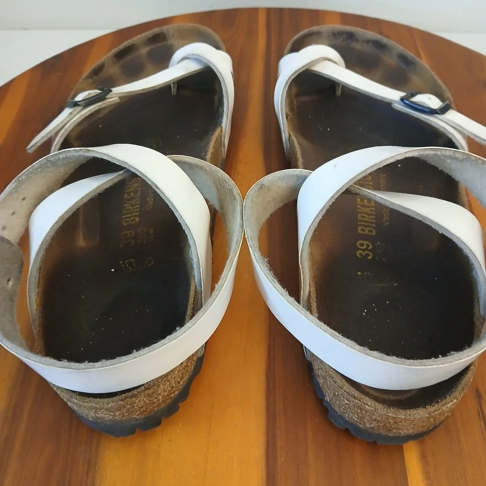 Birkenstock Yara Womens 39 White Slides Sandals Corkboard Straps